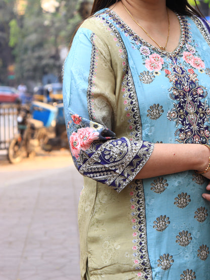 Pastel Floral Luxe Printed Suit Set