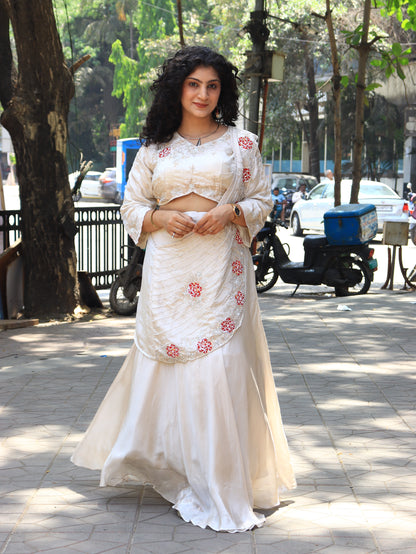Ivory Blossom Embroidered Lehenga Set