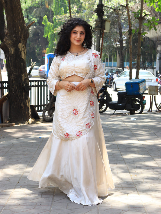 Ivory Blossom Embroidered Lehenga Set