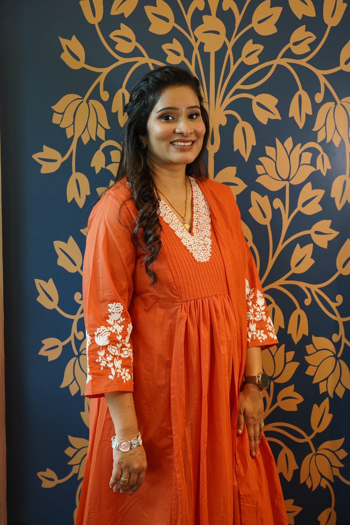 Rust Orange A-Line Kurta Set