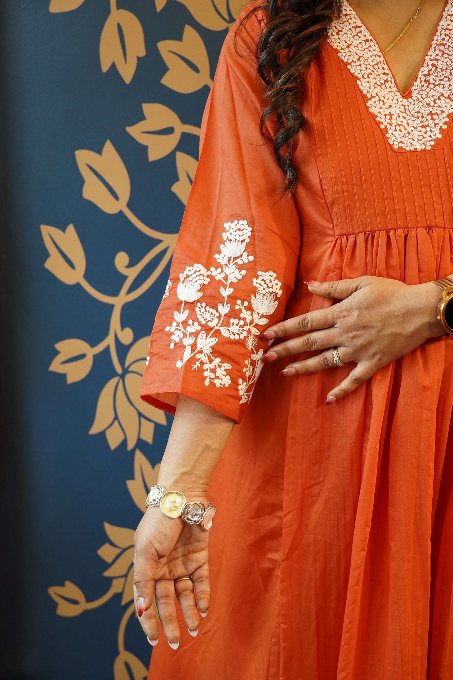 Rust Orange A-Line Kurta Set