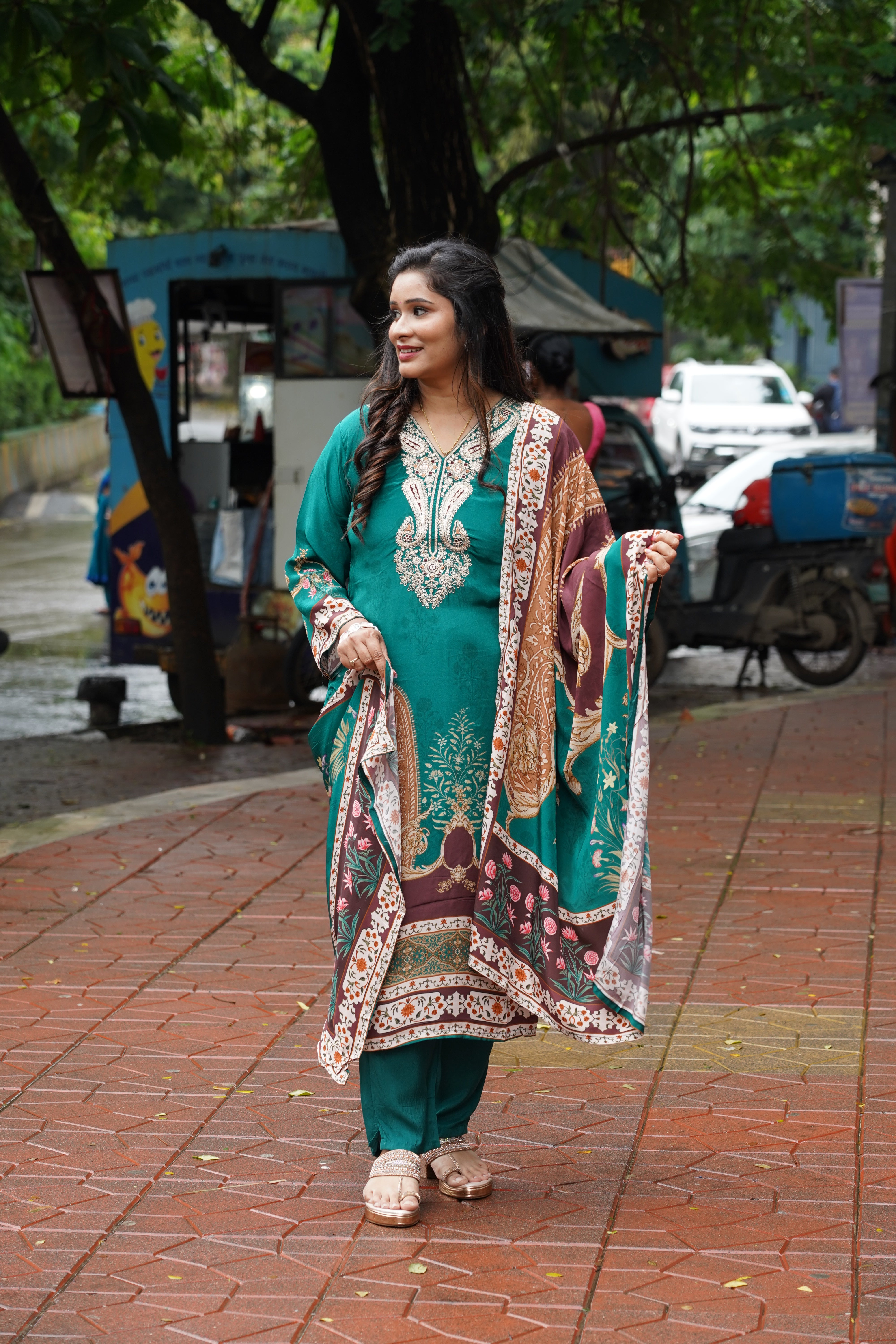 Emerald Grace Embroidered Suit Set