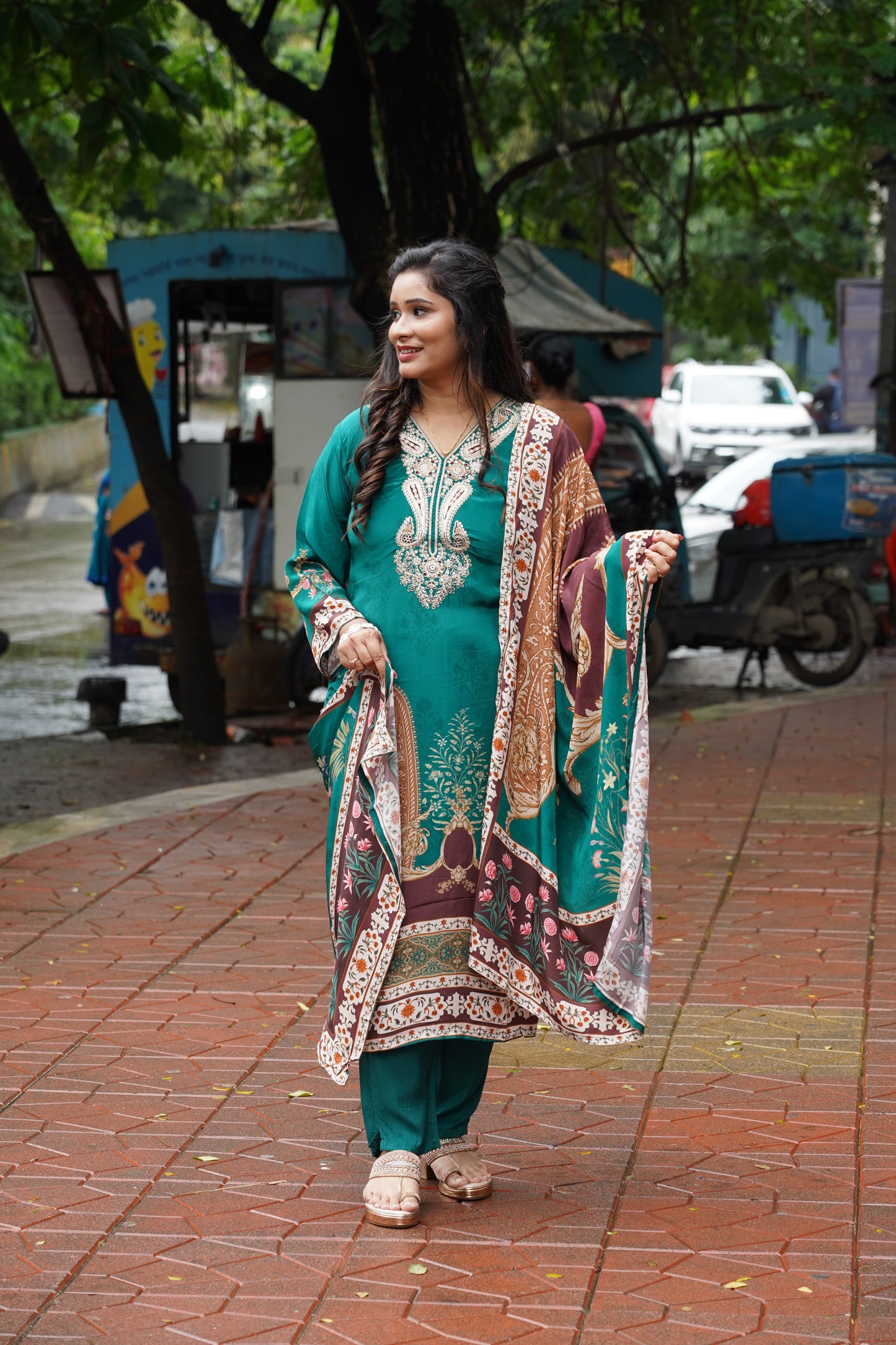 Emerald Grace Embroidered Suit Set