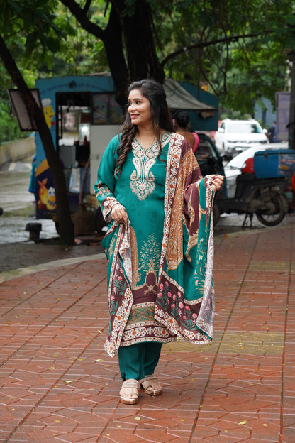 Emerald Grace Embroidered Suit Set