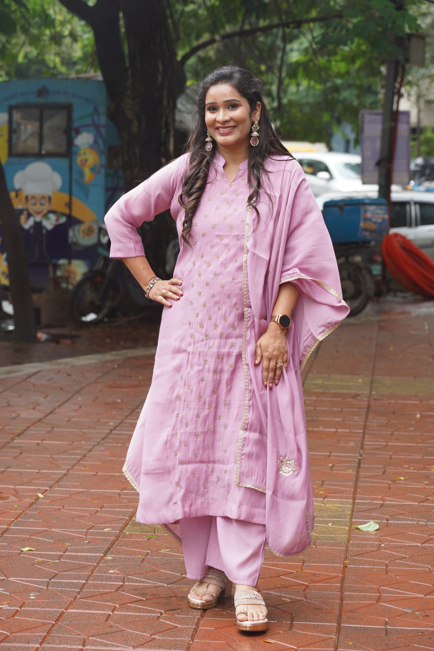 Blush Pink Hand-Embroidered Suit Set