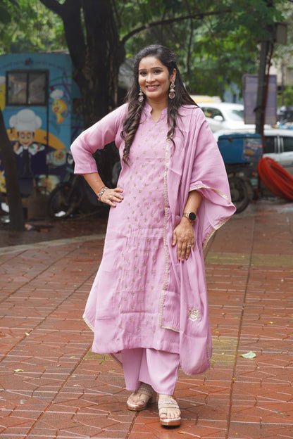 Blush Pink Hand-Embroidered Suit Set
