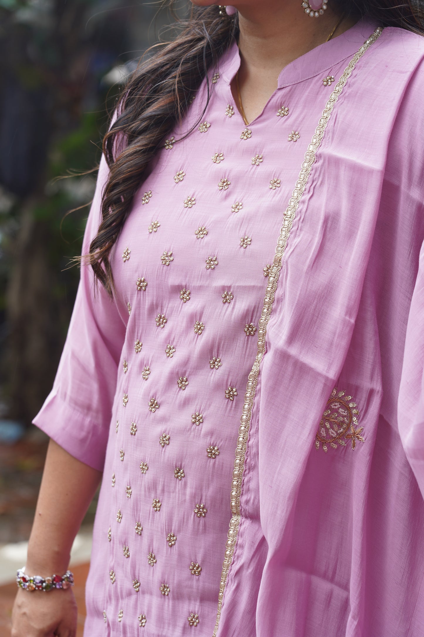 Blush Pink Hand-Embroidered Suit Set