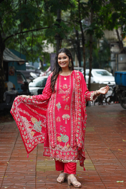 Peacock Garden Pink Suit Set