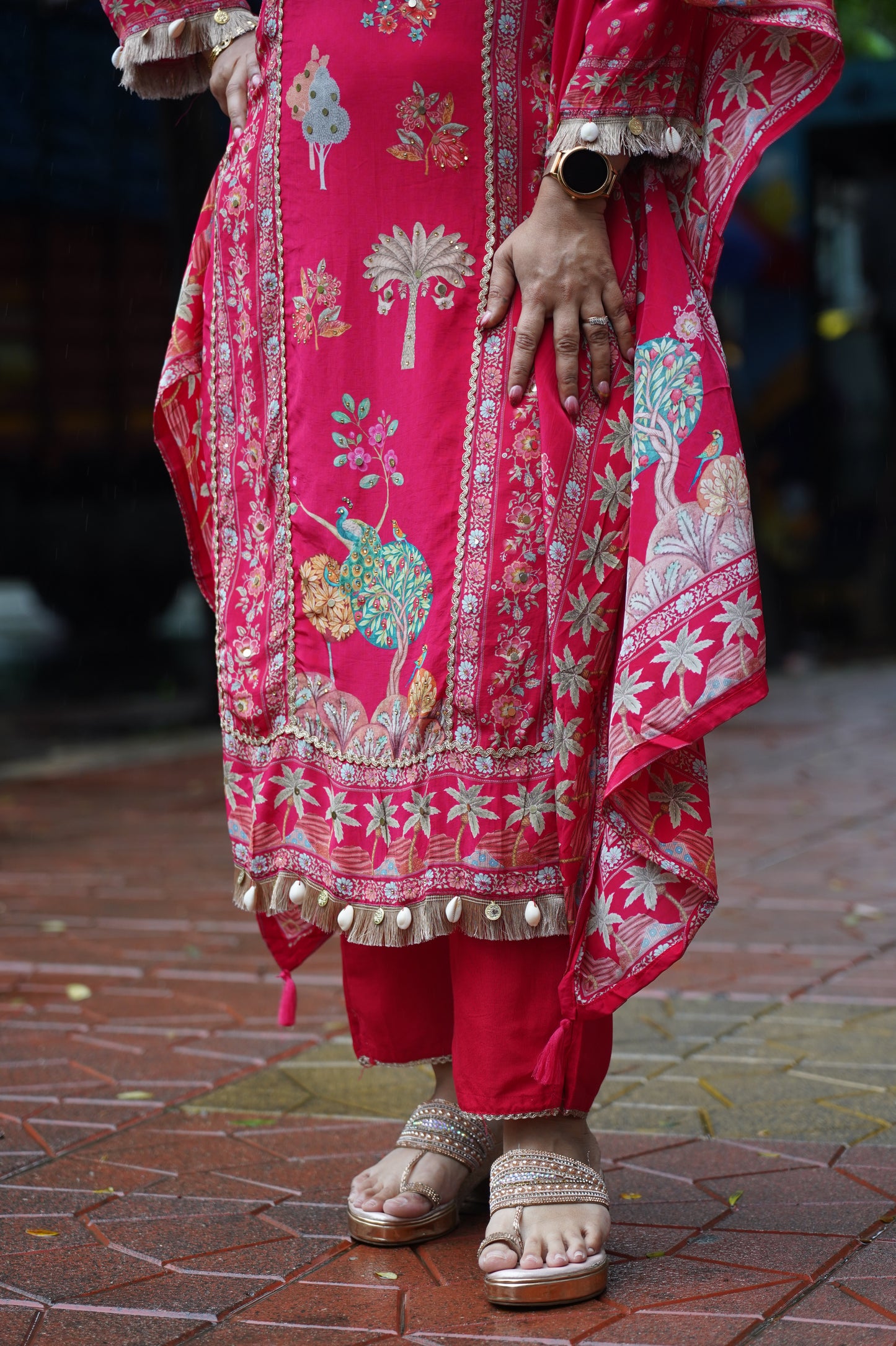 Peacock Garden Pink Suit Set