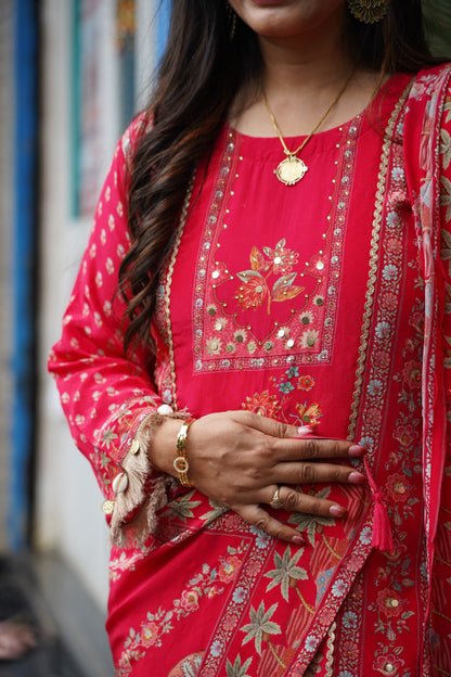 Peacock Garden Pink Suit Set