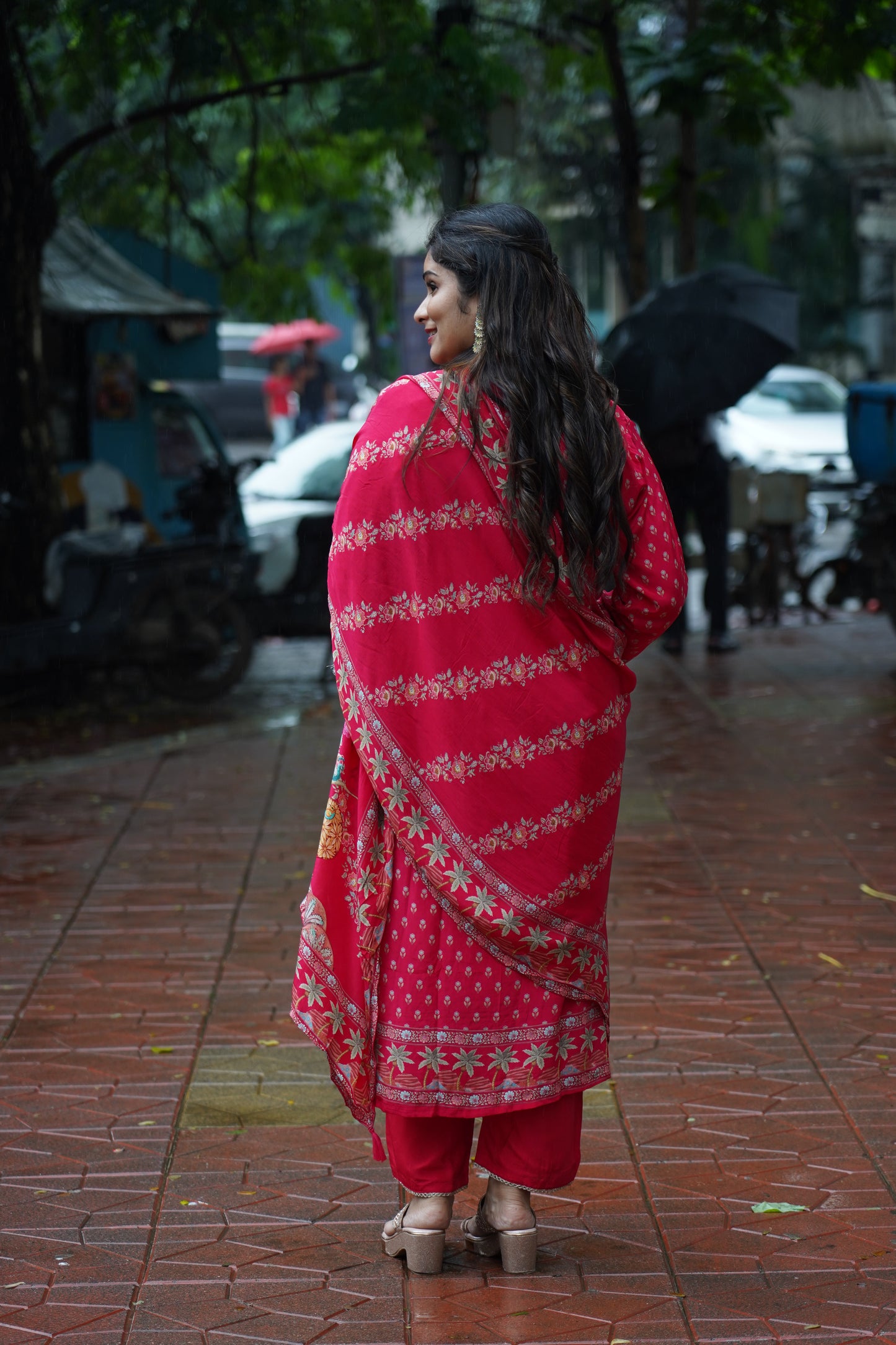 Peacock Garden Pink Suit Set