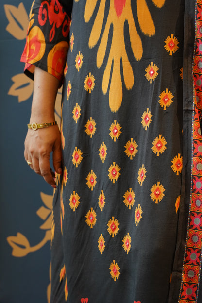 Sunset Glow Ikat-Print Suit Set