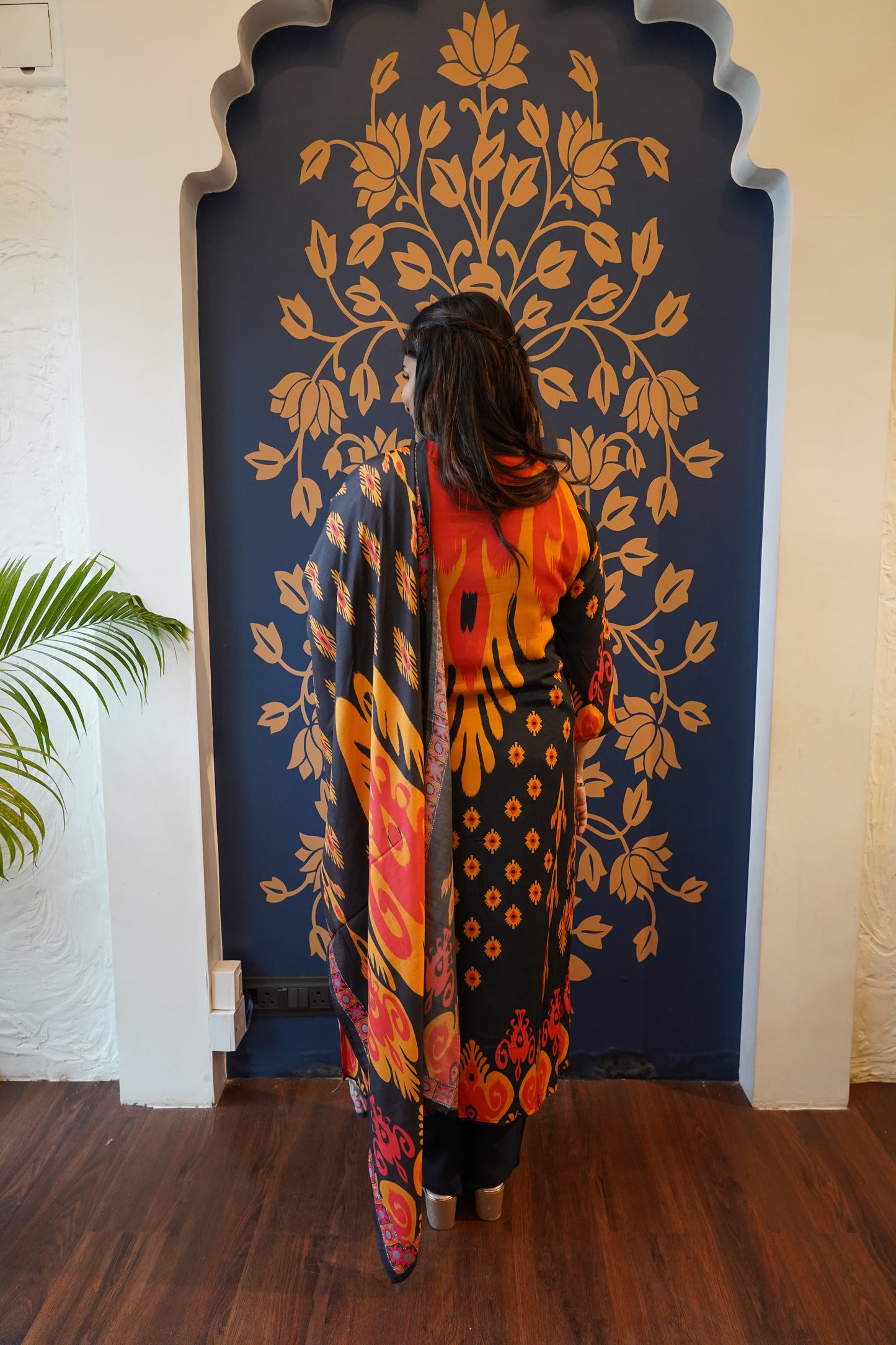 Sunset Glow Ikat-Print Suit Set