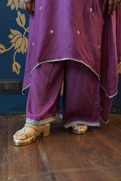Royal Plum Hand-Embroidered Suit Set