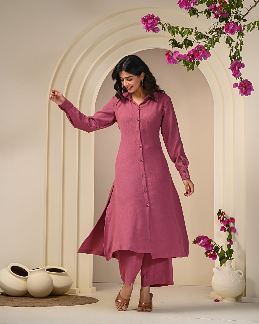 Textured Button-Down Co-ord Set