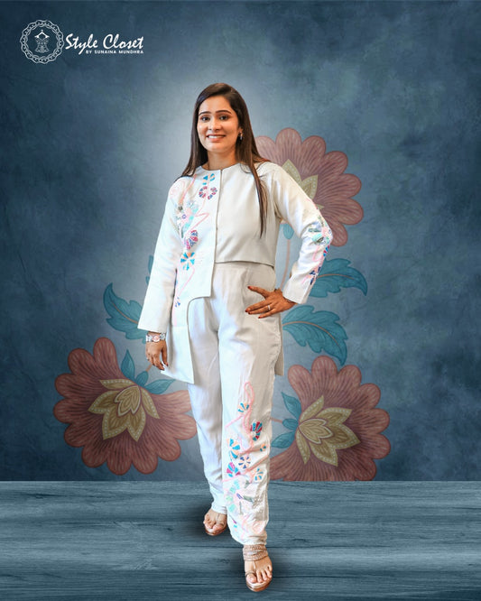 Elegant Handwork Indo-Western Silk Set