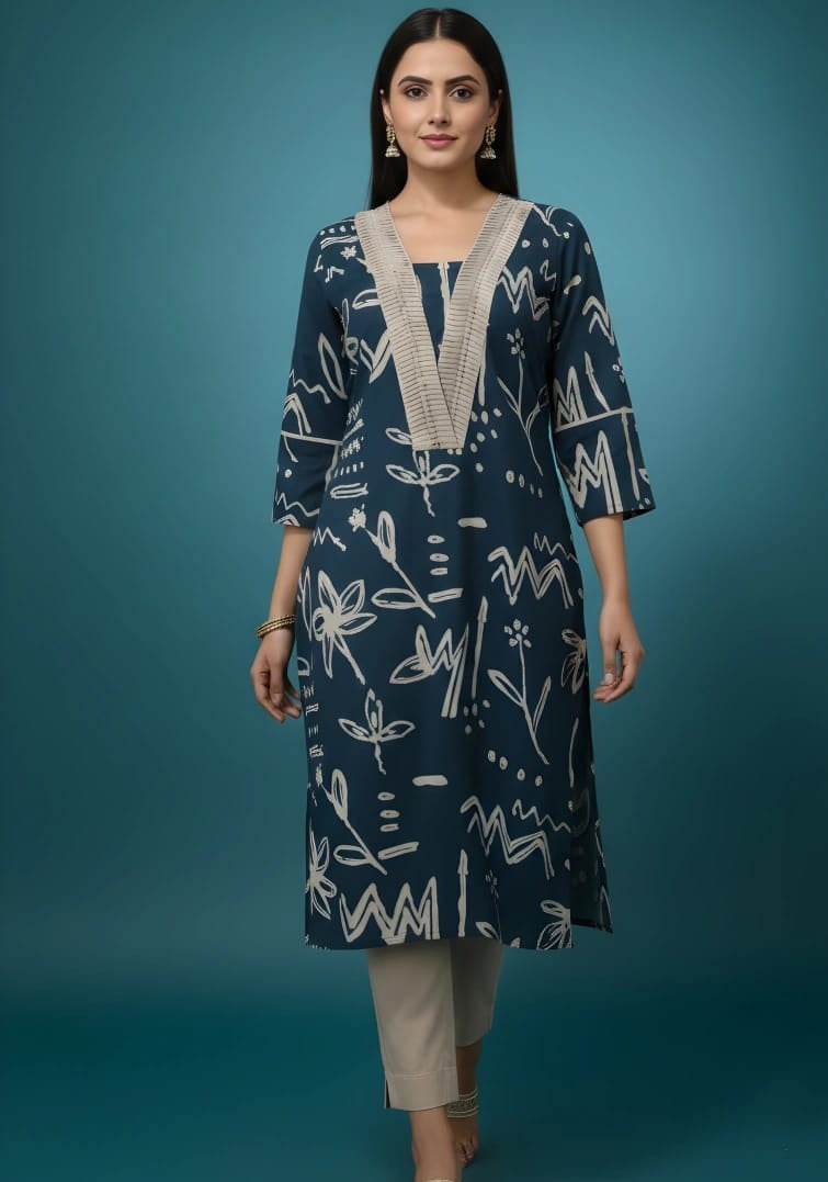The Pleat-Neck Kurta Set
