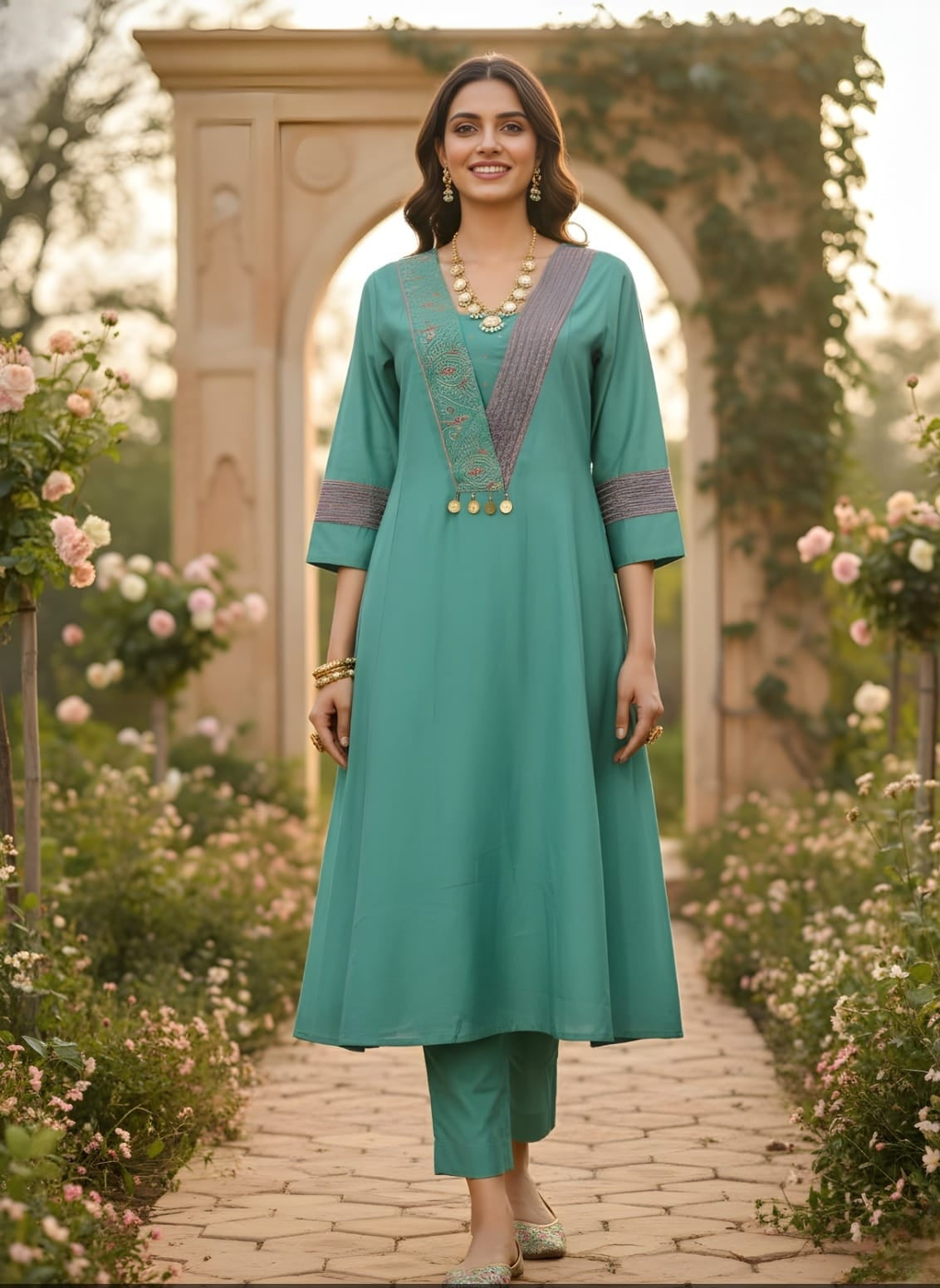 Aqua Blue Grace Kurta Pant Set