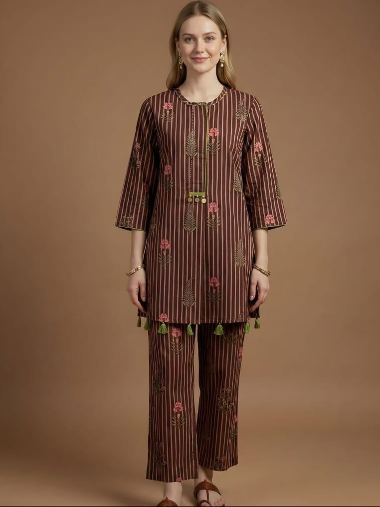 Rust Bloom Striped Co-Ord Set