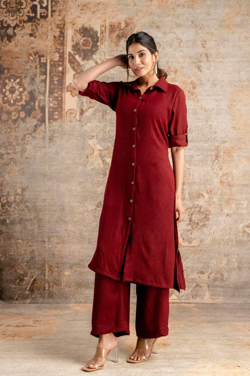 Textured Button-Down Co-ord Set