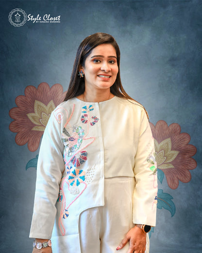 Elegant Handwork Indo-Western Silk Set