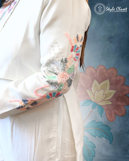 Elegant Handwork Indo-Western Silk Set