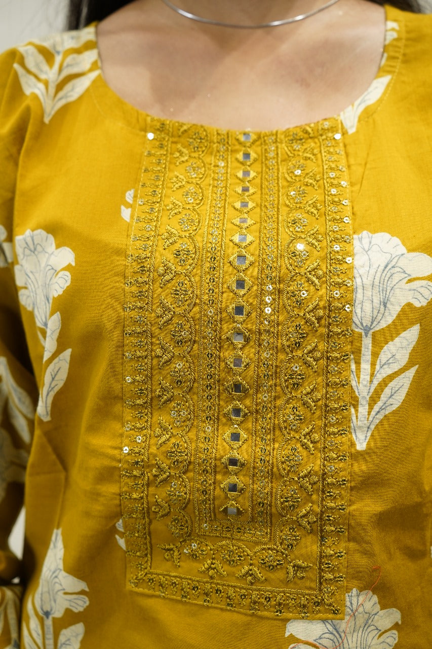 Floral Block Print Suit Set