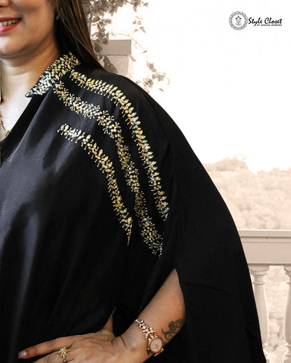 Black Luxe Embellished Cape Set