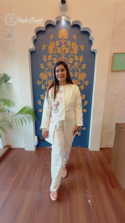 Elegant Handwork Indo-Western Silk Set